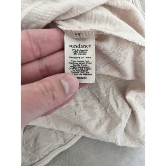 Sundance Catalog Beige Blouse Top Womens L Lace Boho Casual Beach Vacation - Picture 6 of 8